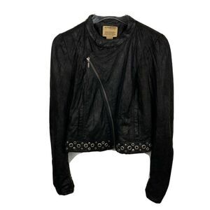 Alpinestars Leather Jacket S Womens Black Moto Asymmetrical Zip Studded Rings